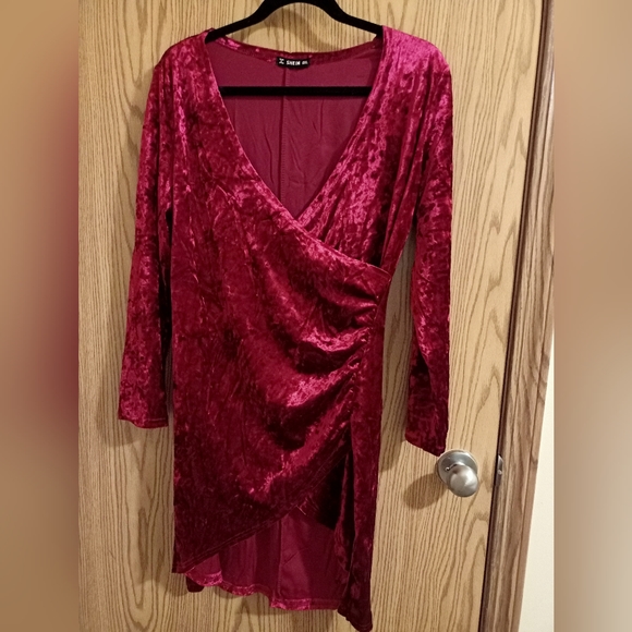 Shein Red Velvet Dress (Shein US XL size) - Picture 1 of 4